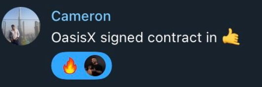 Message confirming a $1M client signed