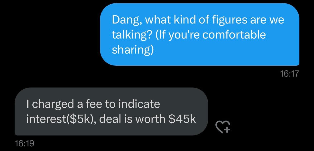 Screenshot of a $45K win